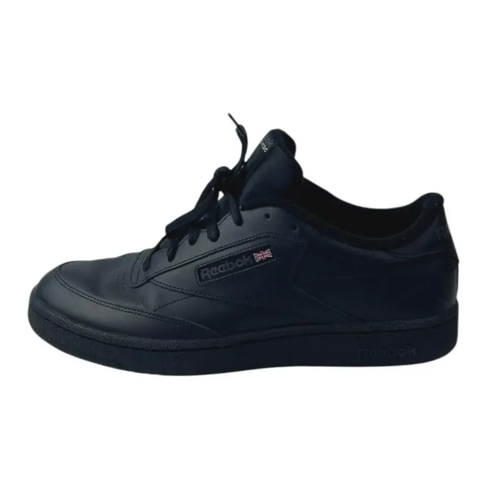 Reebok Club C Men's Black Leather Lace Up Low Top Athletic Sneakers Shoes 11.5